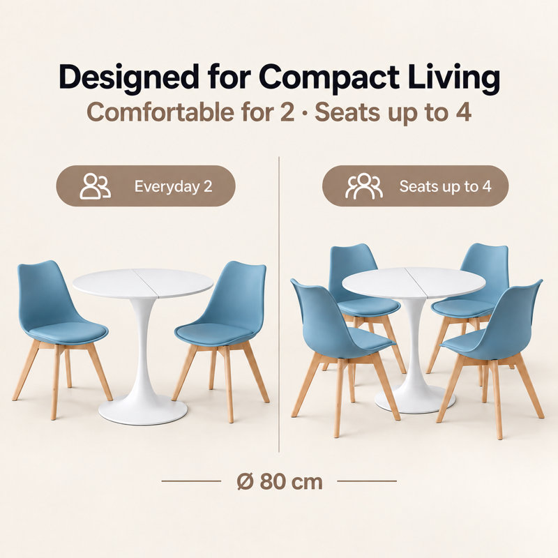 4 -Person Dining Set, White, Air Force Blue