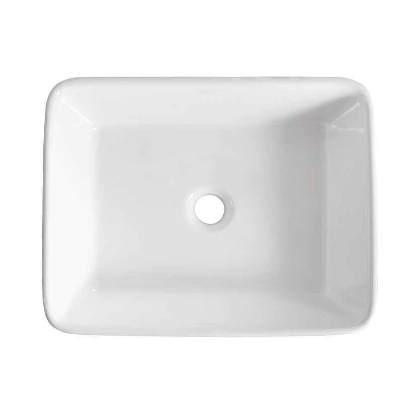 Ally 475mm x 375mm Ceramic Rectangular Countertop Basin Bathroom Sink, White
