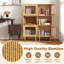 Armoire de rangement en bambou avec compartiment ouvert et rangement