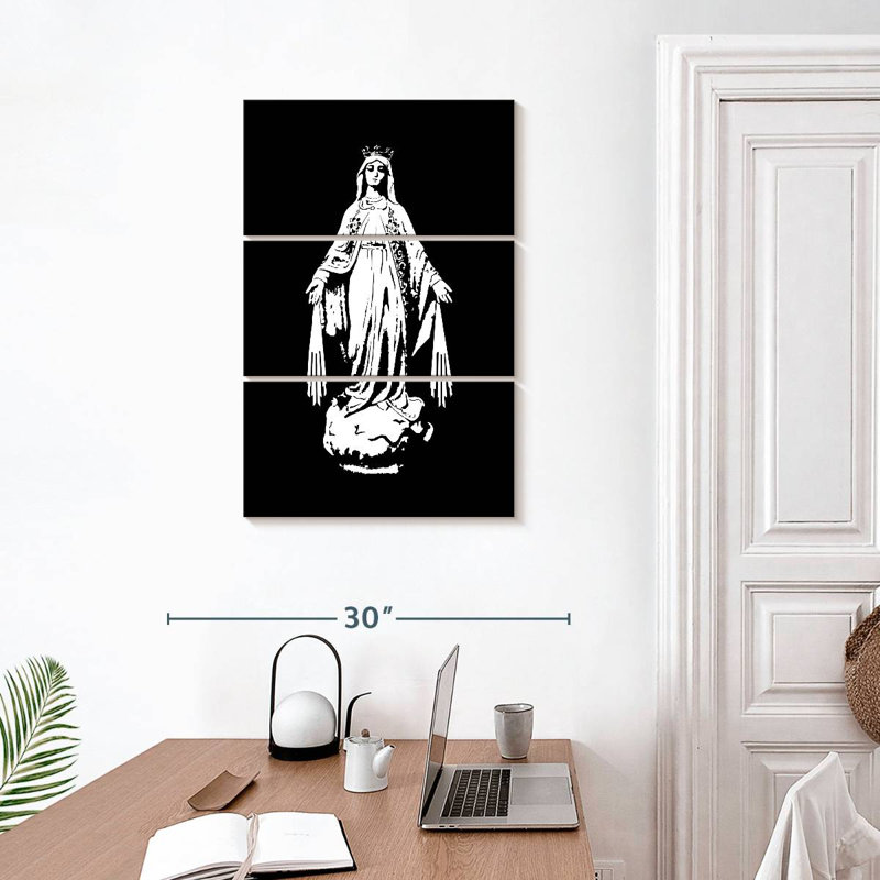 Vierge Marie en noir et blanc Adella, H 32 po x l 20 po