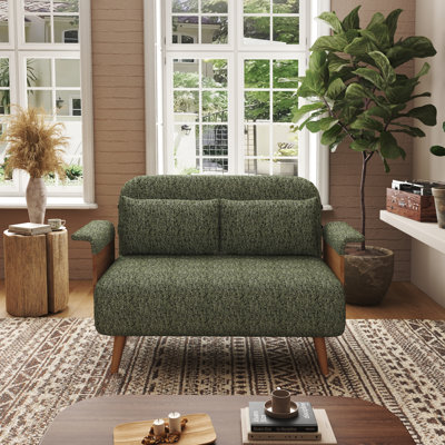 Modern Convertible Sleeper Chair, 3-in-1 Sofa Bed with Hidden Metal Support Feet, Removable Armrest Covers & Pillow, Single Armchair Chair Bed for Living Room, Spare Room