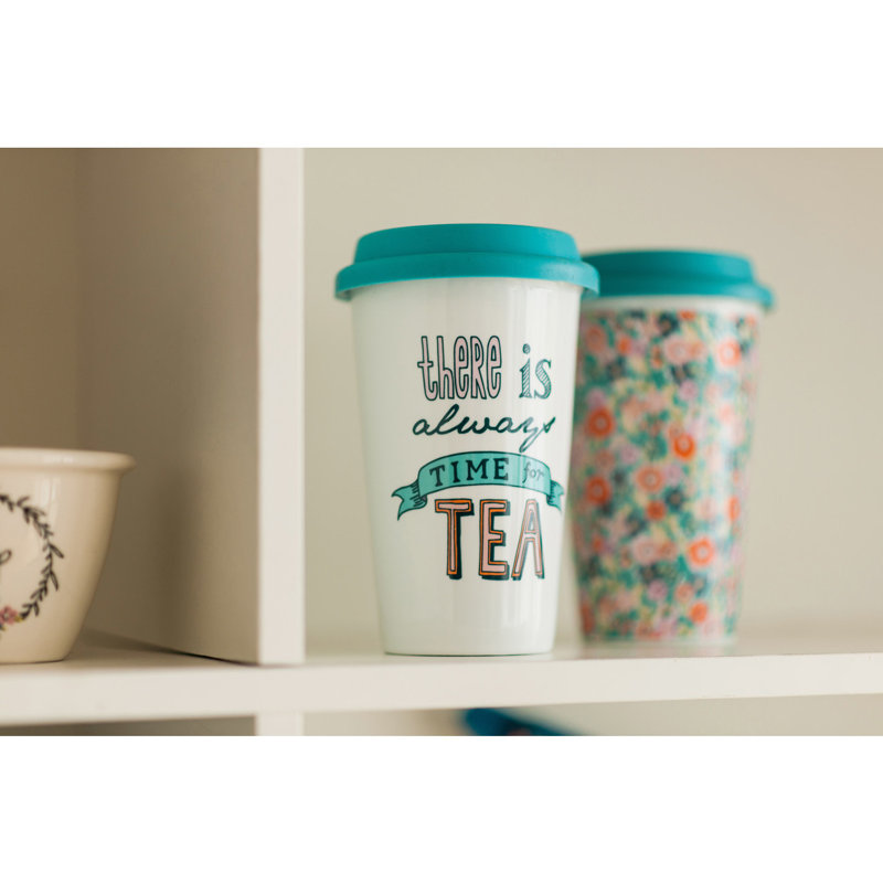 Premier Housewares 330ml Double Wall Insulated Porcelain China Travel Mug