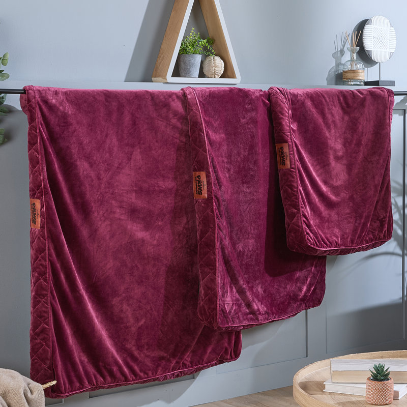 Slumberdown Paws for Slumber Luxury Velvet Pet Bed Cover, Burgandy, 60cm W x 80cm L