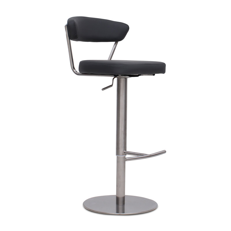 Naumann Swivel Upholstered Adjustable Height Counter Stool with Metal Frame, Black