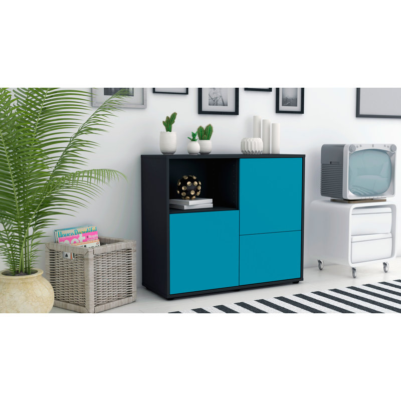 Powhattan 92cm Sideboard, Anthracite/Turquoise