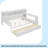 Wooden Full Size Daybed With Storage Shelves, Multi-Functional Bed With Two Storage Drawers And Study Desk, Antique White-110702349-110702350