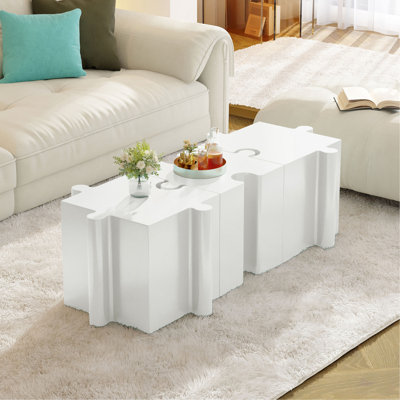 Ensemble de 3 tables de casse-têtes artistiques, tables d'appoint modulaires MGO avec emboîtement (2 convexes et 1 concave), capacité de 200 lb pour l'intérieur et l'extérieur
