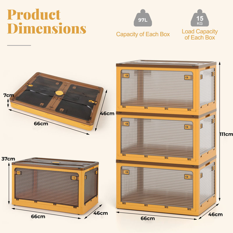 3 Drawer Stackable Drawer, Yellow