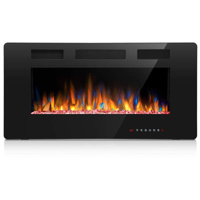 Braegger Recessed & Wall Mounted Electric Fireplace, Remote Control w/ Timer, Adjustable Flame Color & Speed