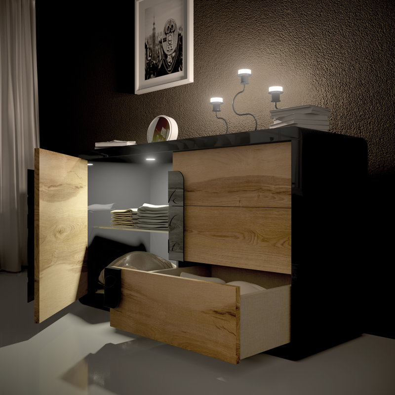 Ensemble de chambre à coucher Annalya Bedor170, 4 pièces, Haute brillance, Très grand