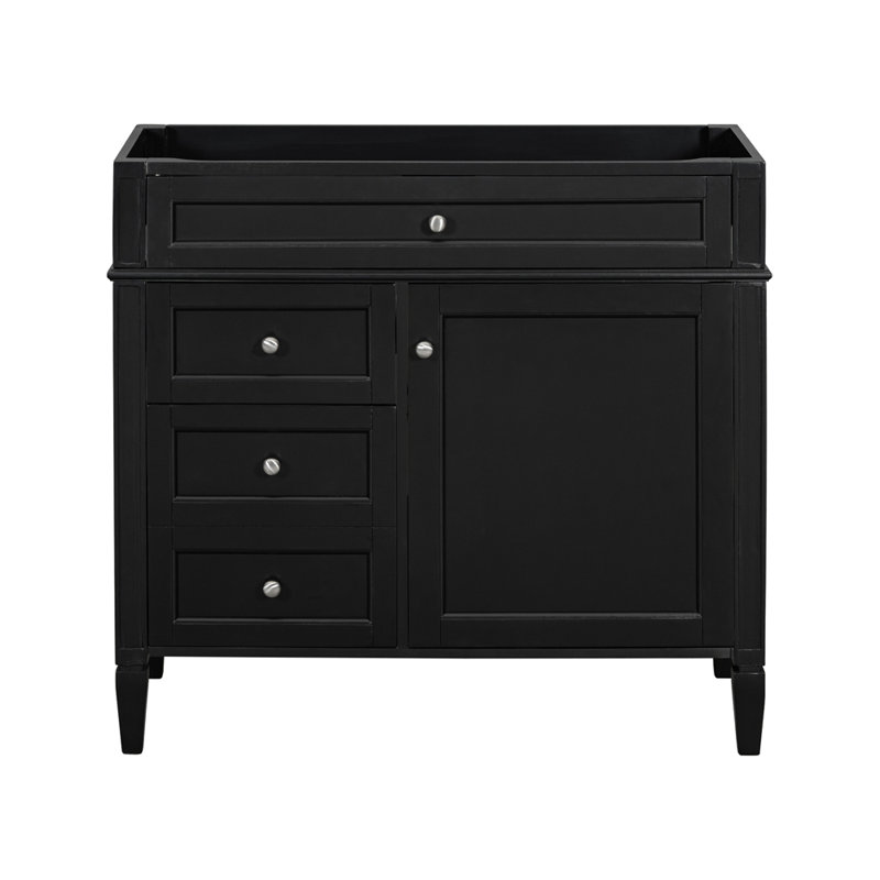 Armoire de rangement de salle de bain moderne avec 2 tiroirs et un tiroir rabattable, Black