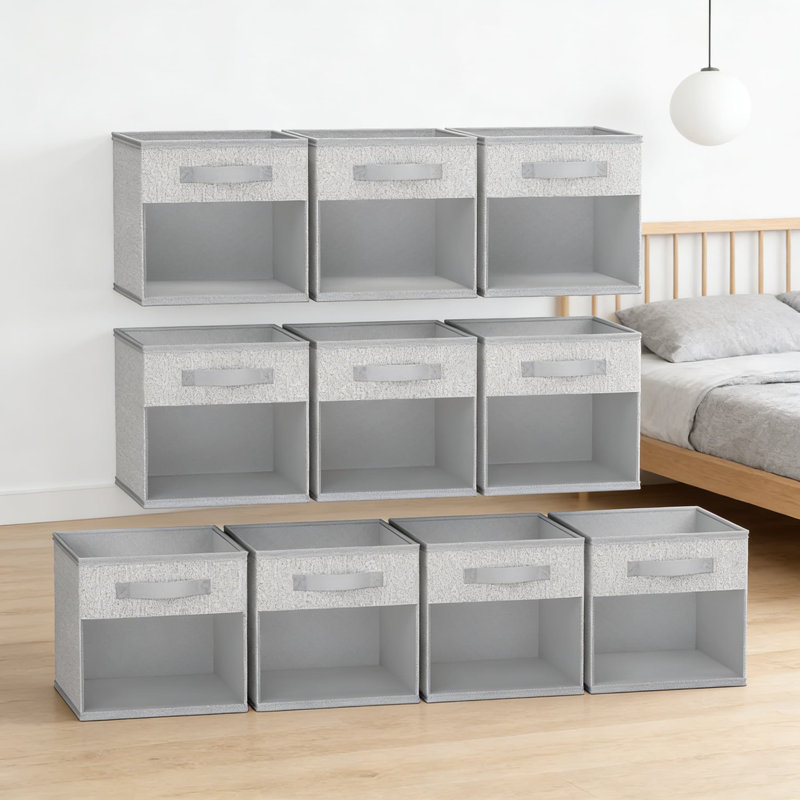 Foldable Storage Cubes With Clear Window And Handles, 10-Pack Fabric Bins For Closet, Shelf, And Home Organization, No