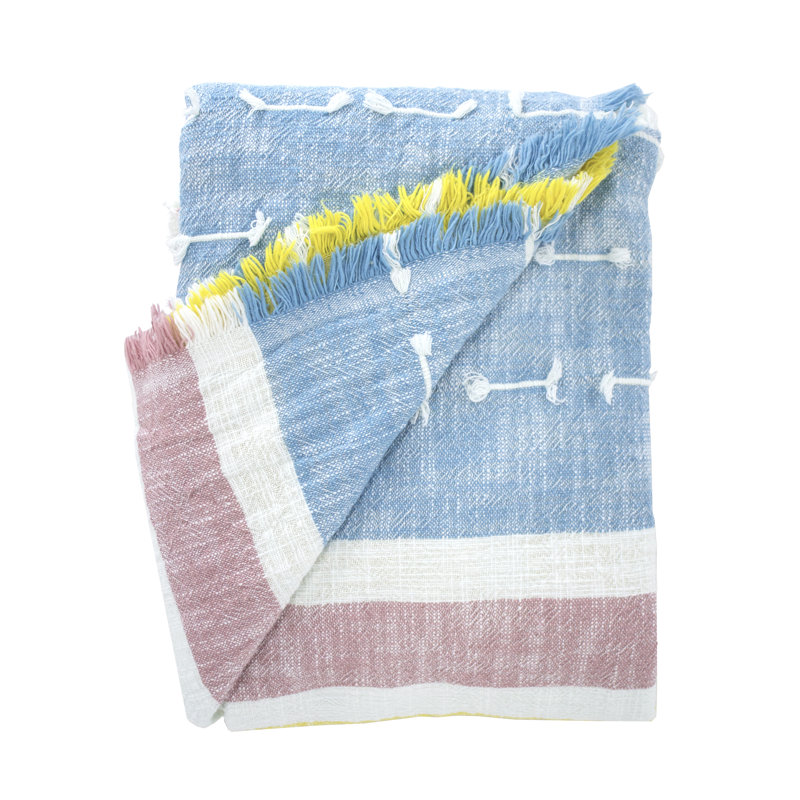 Jeté en coton coloré rayé 52 po x 67 po