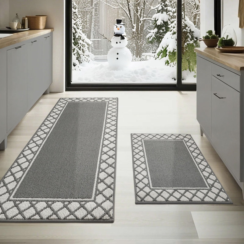 Tapis de cuisine antidérapants lavables pour plancher, Gris