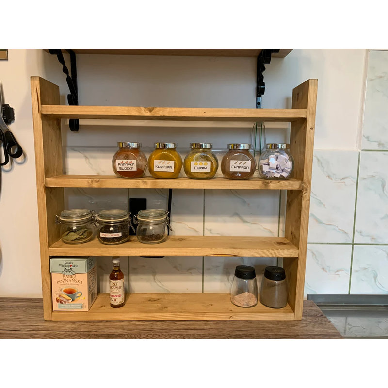 Freestanding Wood Spice Rack, Beige
