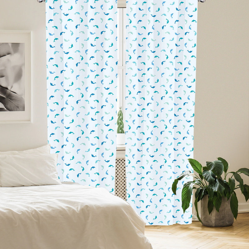 Sea Animals Semi-Sheer Rod Pocket Sliding Panel, 28" x 63"