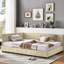 Lit double tapissier beige avec et pour une chambre à coucher gracieuse-1084081522