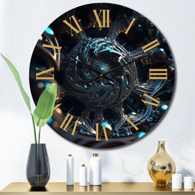 Through the Rabbit Hole Blue Galactic Labyrinth I - Modern Geometric Wall Clock