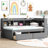 Twin Size L-Shaped Bookcases Bed, Grey, With Power & Ports, 2 Drawers - Functional Bedroom Piece Grey Bed Ports Storage Enhance Your-1127959304