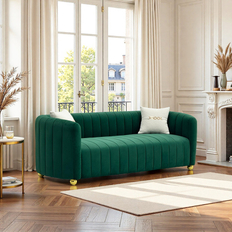 Upholstered 83.46'' Sofa, Green