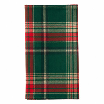 Green & Red Plaid Cloth Napkins 20" X 20", Set of 4 - Cotton Blend Holiday Table Napkins for Christmas, Winter, Family Dinners & Entertaining