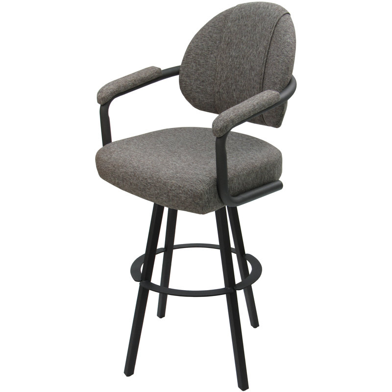 Swivel Upholstered Counter Stool with Metal Frame, Gray Polyester Blend/Gray Frame