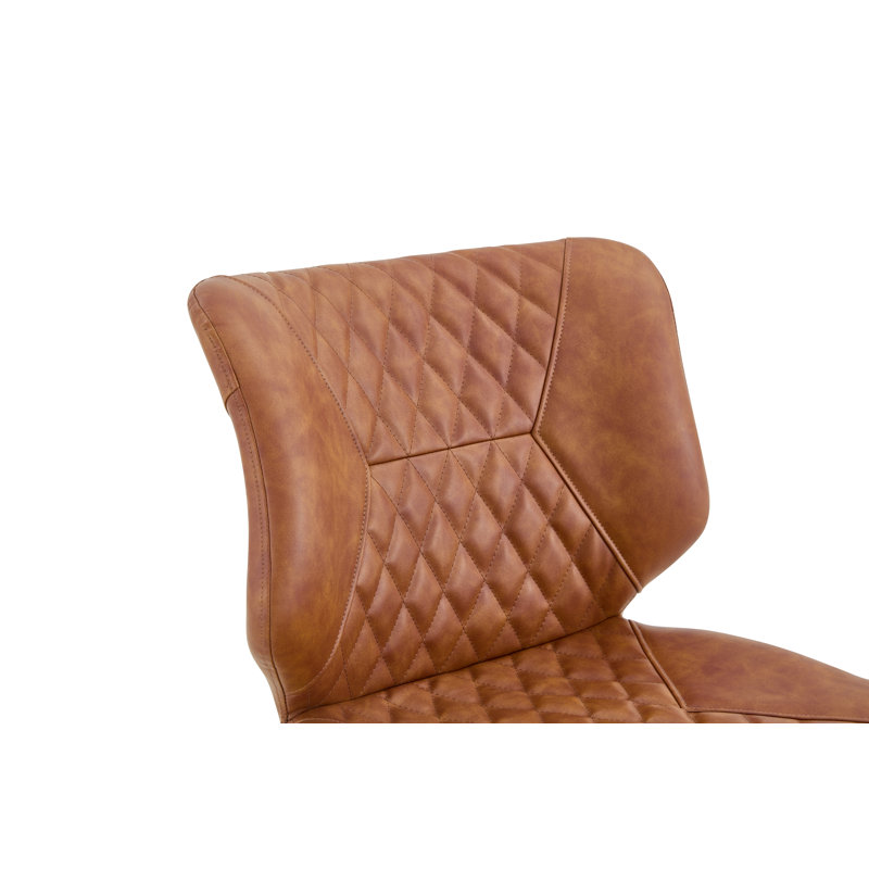 Ensemble de 4 chaises de salle à manger en cuir ciré brun huilé avec pieds en métal galvanisé
