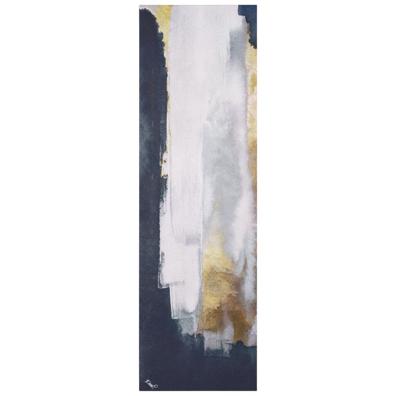 Silver Elegance I Abstract Canvas Wall Art in Blue, Gold, and Silver