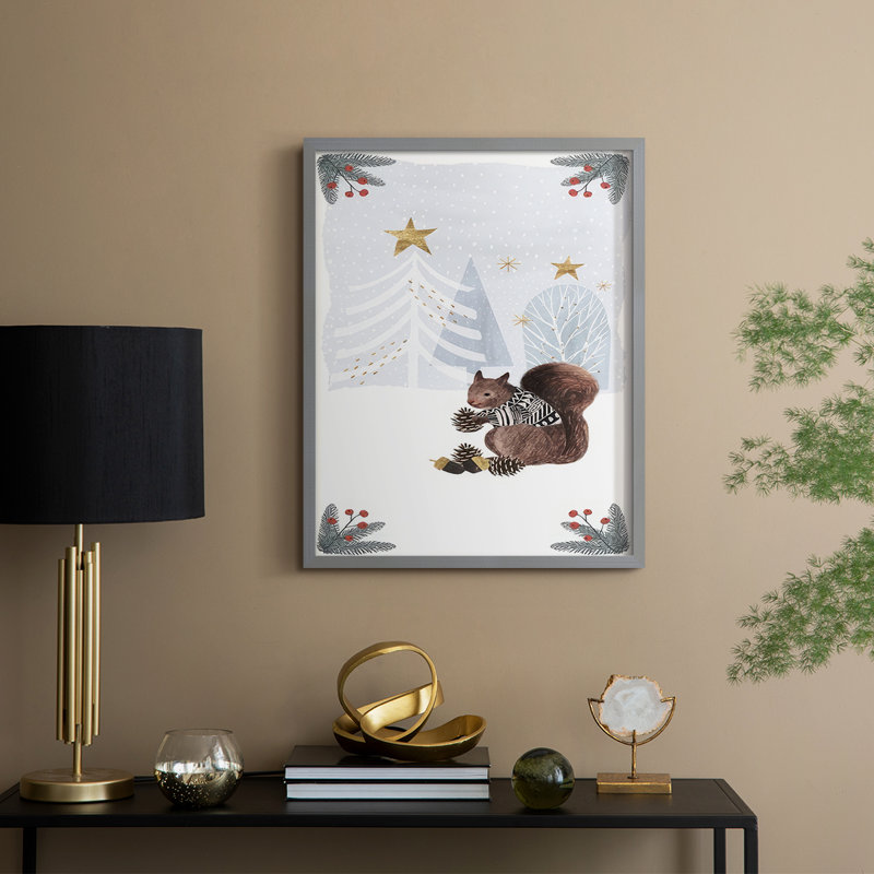 Cozy Christmas Collection B, reproduction encadrée - bois massif, H 30 po x l 24 po, Gris