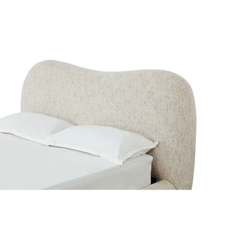 Afra Chenille Upholstered Wood Leg Platform Bed In Chinchilla, Queen