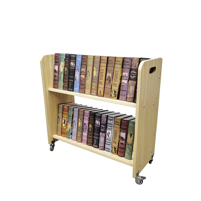 Wood Book Cart Library Cart Pew Cart Magazine Rack Moving Cart Rolling Storage Cart 32X30X13"