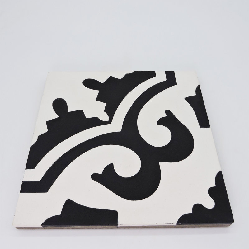 Tanger 8 in. x 8 in. Honed Tile, Off White/Black