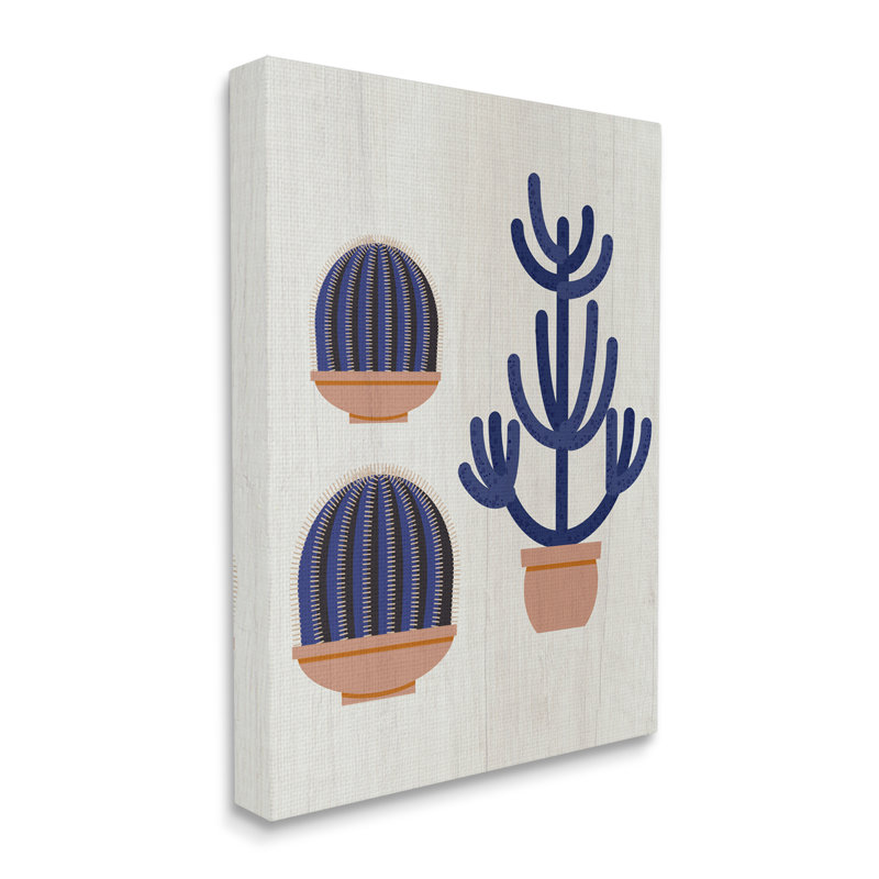 Art mural sur toile surdimensionné de cactus bleus modernes surdimensionnés par Daphne Polselli, H 48 po x l 36 po