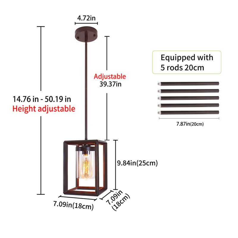 17 Storeys 1 - Light Single Rectangle Pendant Lights, Bronze