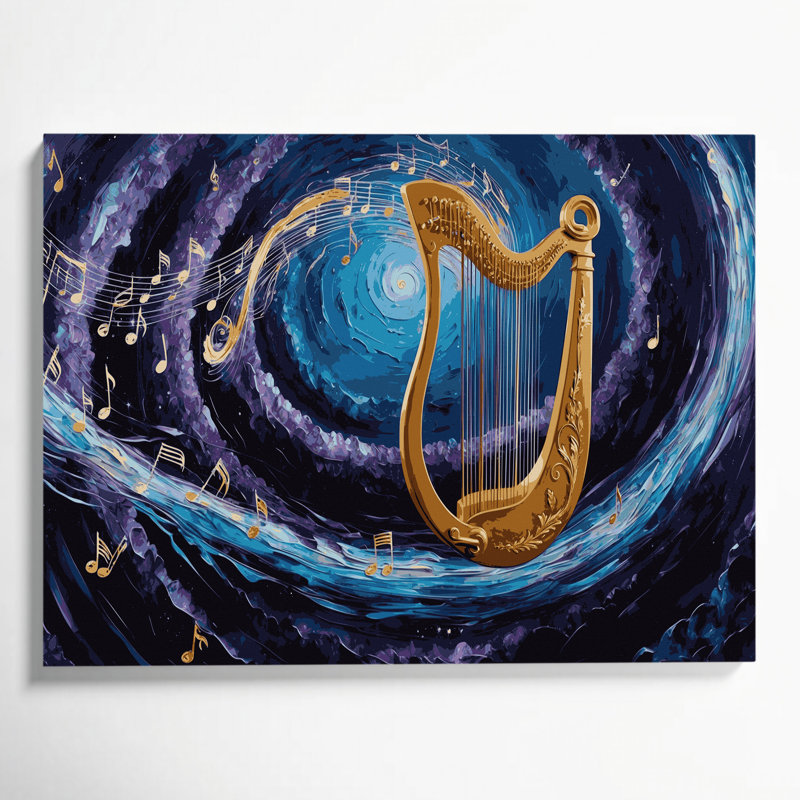«Music Lyre», art mural sur toile grise, H 11 po x l 14 po