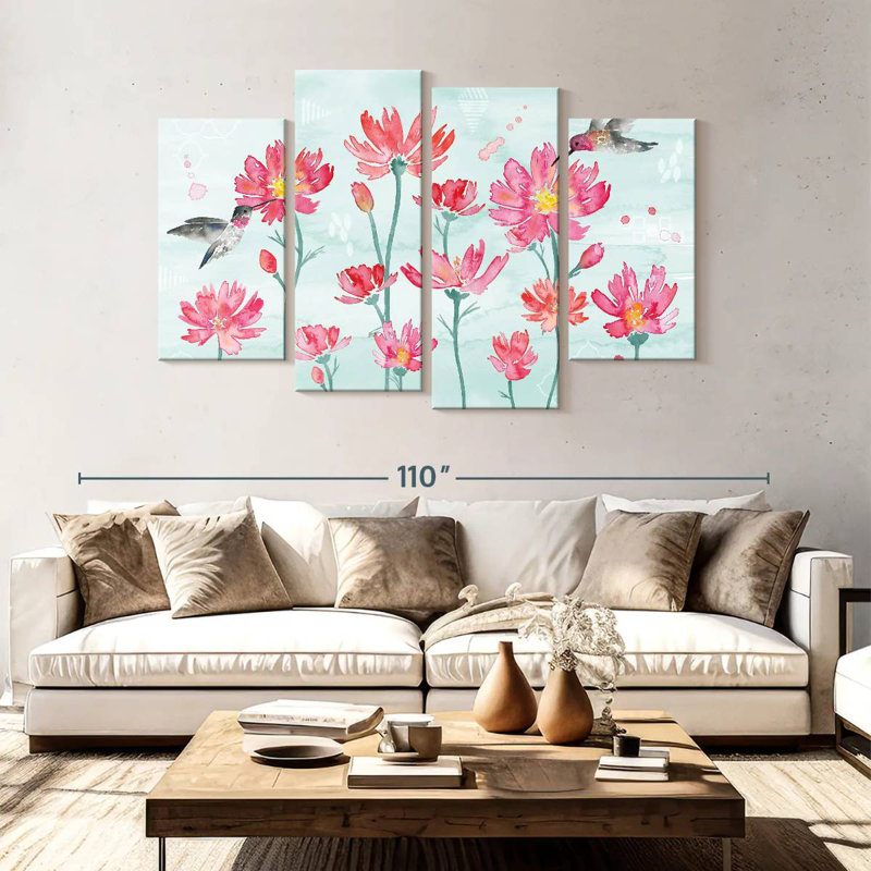 Harnek fleurs et plumes III, H 54 po x l 84 po