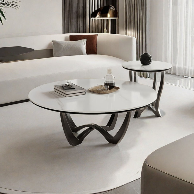 Modern simple round rock table, 15.7" H x 35.4" L x 35.4" W