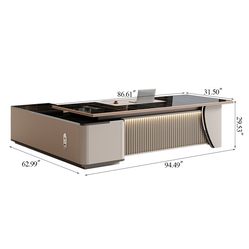 Bureau de direction en L 94,49 po, H 29,53 po x l 94,49 po x P 62,99 po