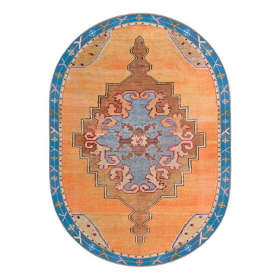 Tapis orange en chenille tissé à la machine