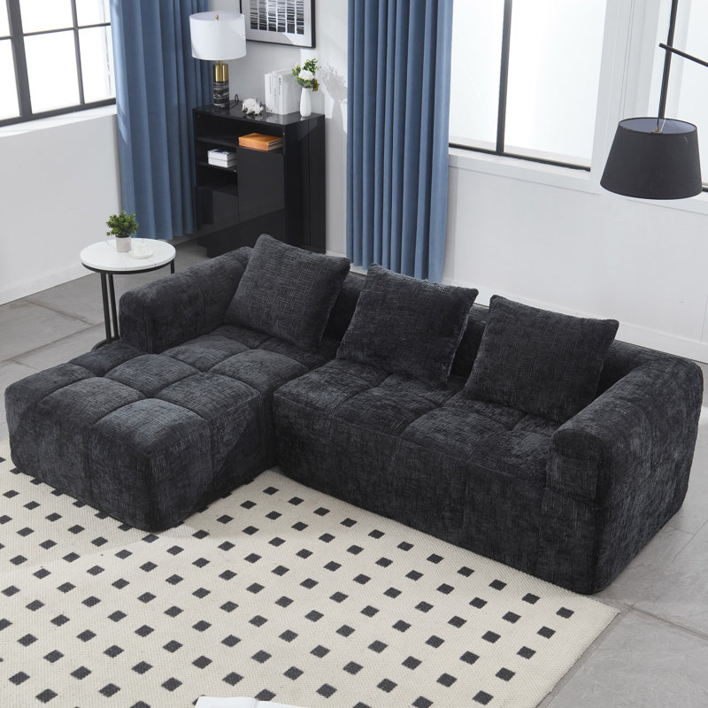 98.42-Inch Modular Sectional Sofa, Modern Modular L-Shaped Sofa With Chaise Longue, Equipped With Small Side Pockets And Free Of Compression During Installation.
