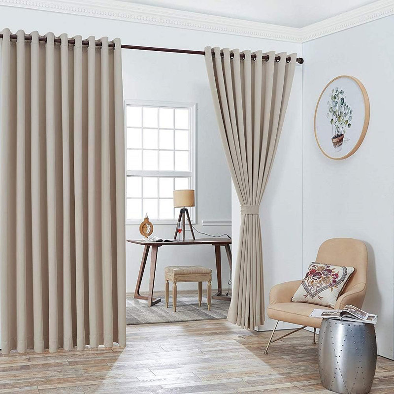 Nicole Pair of 2 Extra Large Ivory Room Divider Curtains for Large Windows or Breaking Up Rooms, Ivory, 108" W x 99" L