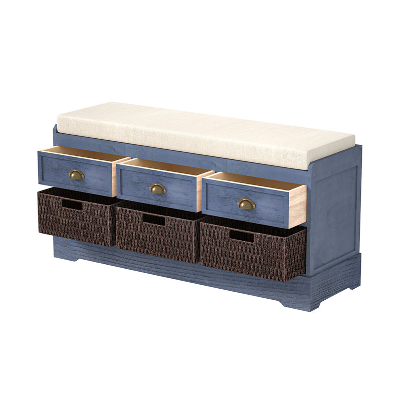 Banc de rangement avec tiroirs Maribelle, Bleu