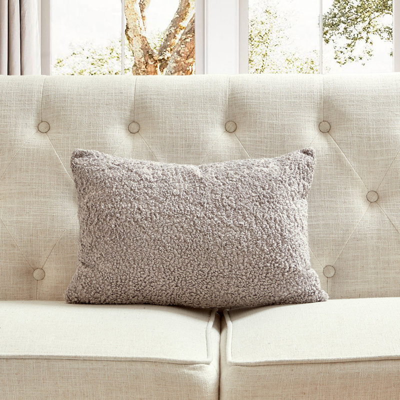 Boucle With Featherdown Insert Pillow, Gray, 14"H x 20"W, Rectangular