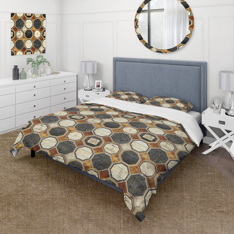 Ensemble de housse de couette brun beige Midcentury I - Midcentury, Housse de couette pour grand lit + 2 taies décora