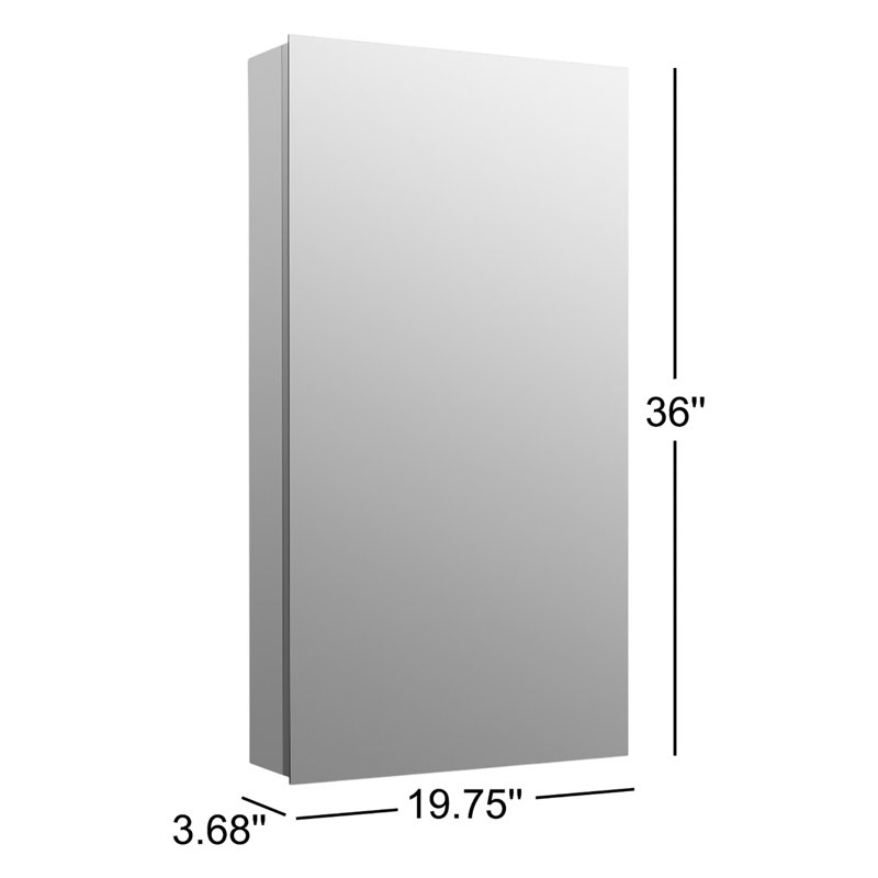 Embark Premium Xl 20 In. X 36 In. Rectangular Medicine Cabinet, 36" H x 19.75" W x 3.68" D