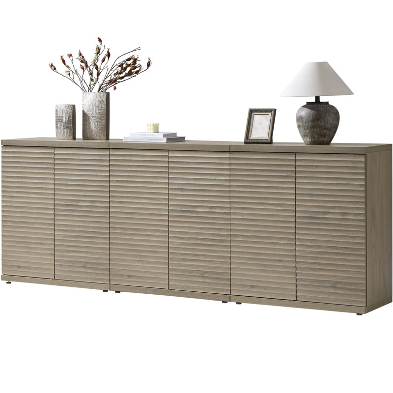 Buffet 30,9 po avec tablettes et portes réglables Cesiro, Aulne gris, 3