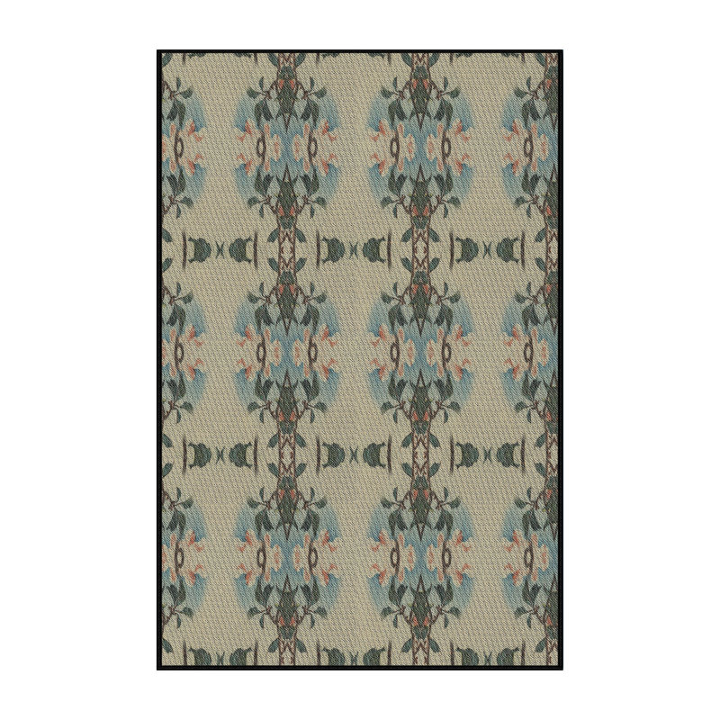 Tapis bleu/vert/beige à motifs Walebridge, Rectangle 5 pi x 7 pi
