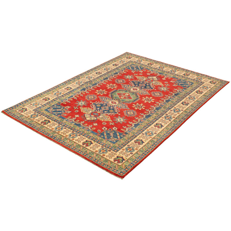 Tapis décoratif en laine rouge de conception unique 6 pi 2 po X 8 pi 10 po noué à la main New Age