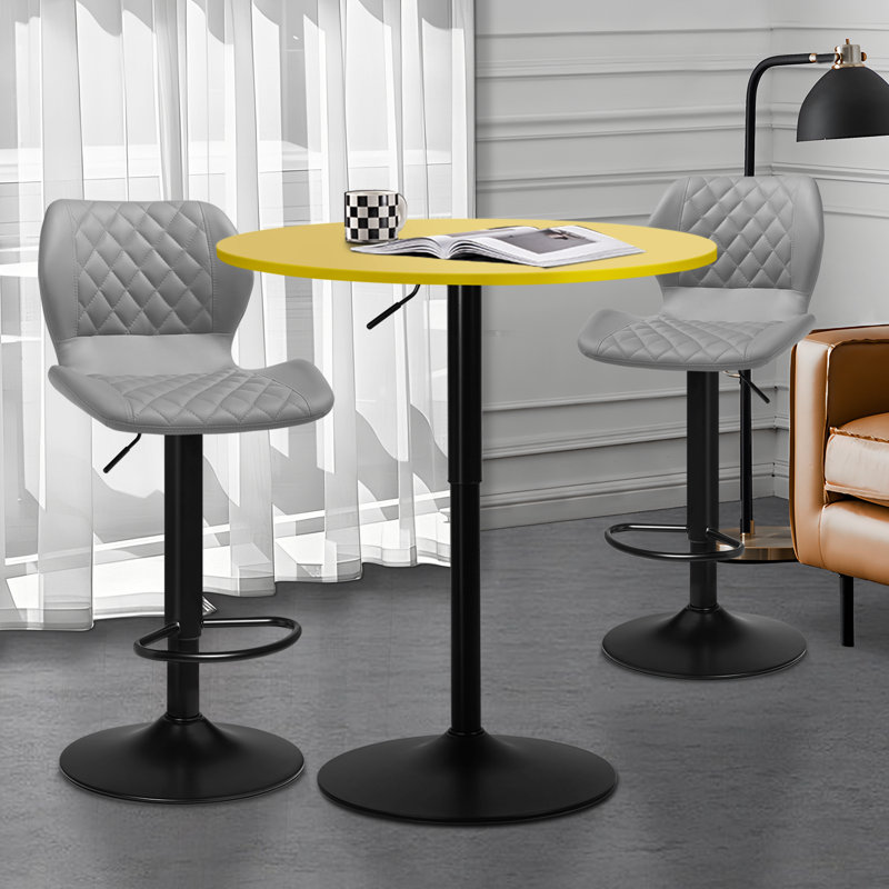 Latika 2 - Person Pedestal Dining Set, Natual, Grey