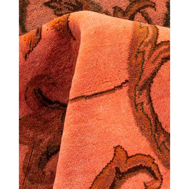Tapis rose noué à la main de conception unique Holsworth - rose